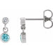 Ladies Natural Blue Zircon Natural Diamond Two-Stone Earrings (Si2-Si3, G-H) — Platinum