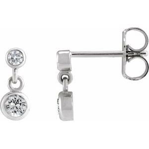 Ladies Natural White Sapphire Natural Diamond Two-Stone Earrings (I1, G-H) — Sterling Silver