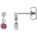 Ladies Natural Pink Tourmaline Natural Diamond Two-Stone Earrings (I1, G-H) — Sterling Silver