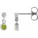 Ladies Natural Peridot Natural Diamond Two-Stone Earrings (I1, G-H) — 14K White Gold