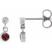 Ladies Natural Mozambique Garnet Natural Diamond Two-Stone Earrings (I1, G-H) — 14K White Gold