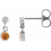 Ladies Natural Citrine Natural Diamond Two-Stone Earrings (I1, G-H) — Sterling Silver