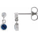 Ladies Natural Blue Sapphire Natural Diamond Two-Stone Earrings (I1, G-H) — 14K White Gold