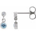 Ladies Natural Aquamarine Natural Diamond Two-Stone Earrings (I1, G-H) — Sterling Silver