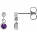 Ladies Natural Amethyst Natural Diamond Two-Stone Earrings (Si2-Si3, G-H) — Platinum