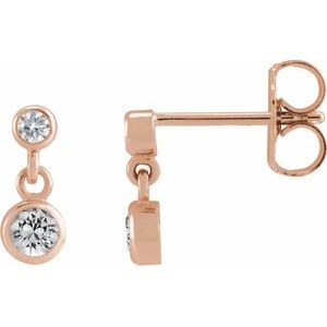 Ladies Natural White Sapphire Natural Diamond Two-Stone Earrings (I1, G-H) — 14K Rose Gold