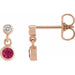 Ladies Natural Ruby Natural Diamond Two-Stone Earrings (I1, G-H) — 14K Rose Gold