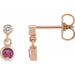 Ladies Natural Pink Tourmaline Natural Diamond Two-Stone Earrings (I1, G-H) — 14K Rose Gold