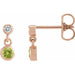Ladies Natural Peridot Natural Diamond Two-Stone Earrings (I1, G-H) — 14K Rose Gold
