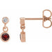 Ladies Natural Mozambique Garnet Natural Diamond Two-Stone Earrings (I1, G-H) — 14K Rose Gold