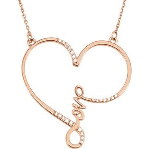 Ladies Natural Diamond Infinity-Inspired Love Heart Necklace (I1, G-H) — 14K Rose Gold