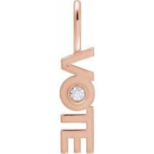 Ladies Natural Diamond Vote Charm/Pendant (I1, G-H) — 14K Rose Gold
