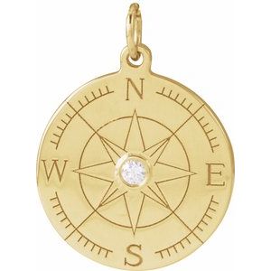 Ladies Natural Diamond Compass Pendant (I1, G-H) — 14K Yellow Gold
