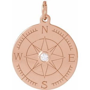 Ladies Natural Diamond Compass Pendant (I1, G-H) — 14K Rose Gold