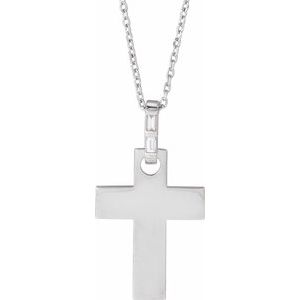 Ladies Natural Diamond Cross Necklace Mounting (I1, G-H) — 14K White Gold