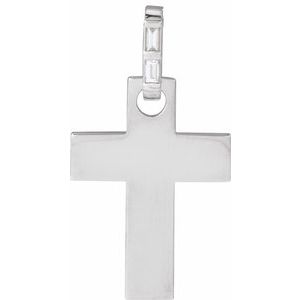 Ladies Natural Diamond Cross Pendant (I1, G-H) — 14K White Gold