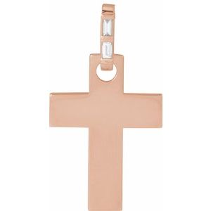 Ladies Natural Diamond Cross Pendant (I1, G-H) — 14K Rose Gold