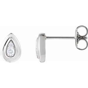 Ladies Natural Diamond Earrings — 14K White Gold