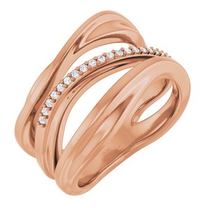 Ladies Natural Diamond Freeform Ring (I1, G-H) — 14K Rose Gold
