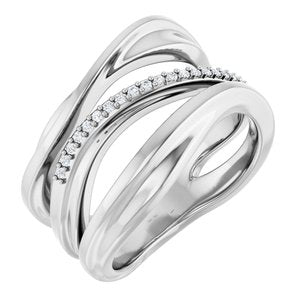 Ladies Natural Diamond Freeform Ring (I1, G-H) — 14K White Gold