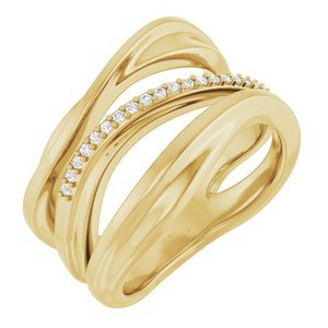 Ladies Natural Diamond Freeform Ring (I1, G-H) — 14K Yellow Gold