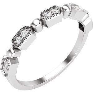 Ladies Natural Diamond Stackable Ring (SI1-SI2, G-H) — 14K White Gold