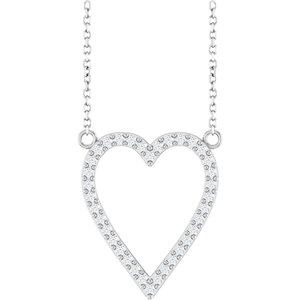 Ladies Natural Diamond Heart Necklace (I1, G-H) — Sterling Silver