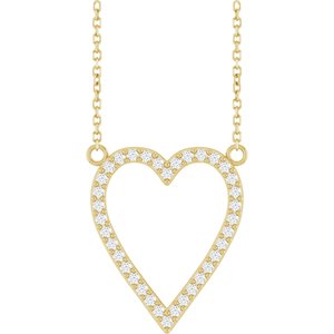 Ladies Natural Diamond Heart Necklace (I1, G-H) — 14K Yellow Gold