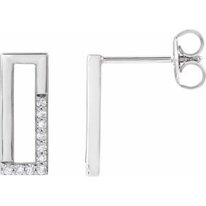 Ladies Natural Diamond Earrings — 14K White Gold