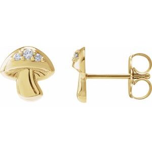 Ladies Natural Diamond Mushroom Earrings (I1, G-H) — 14K Yellow Gold
