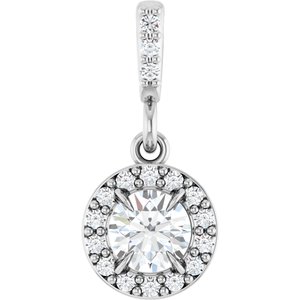 Ladies Natural Diamond Halo-Style Pendant (I1, G-H) — Sterling Silver