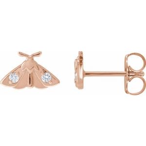 Ladies Natural Diamond Moth Earring — 14K Rose Gold