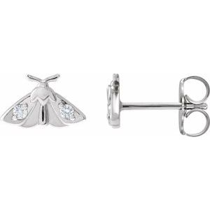 Ladies Natural Diamond Moth Earring — 14K White Gold