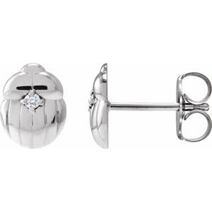 Ladies Natural Diamond Scarab Earring — Platinum