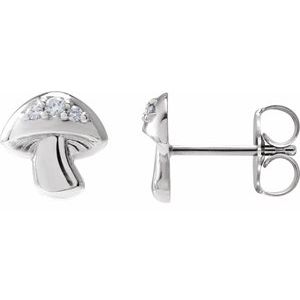 Ladies Natural Diamond Mushroom Earrings (Si2-Si3, G-H) — Platinum