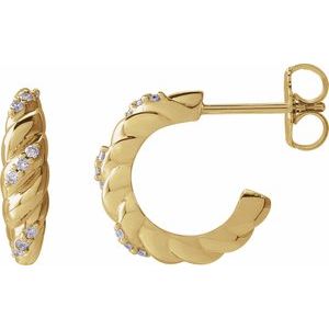Ladies Natural Diamond 14 mm Hoop Earrings (I1, G-H) — 14K Yellow Gold
