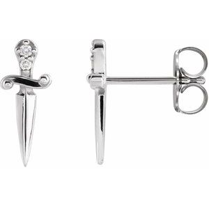Ladies Natural Diamond Dagger Earrings — Platinum