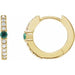Ladies Natural Emerald Natural Diamond 13.6 mm Hoop Earring (I1, G-H) — 14K Yellow Gold