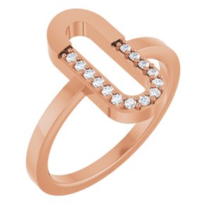 Ladies Natural Diamond Paperclip-Style Ring (I1, G-H) — 14K Rose Gold