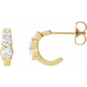Ladies Natural Diamond Hoop Earrings (I1, G-H) — 14K Yellow Gold