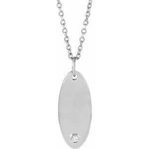 Ladies Natural Diamond Engravable Necklace (I1, G-H) — Sterling Silver
