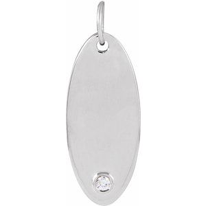 Ladies Natural Diamond Engravable Pendant (I1, G-H) — Sterling Silver