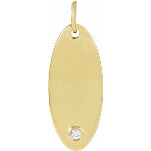 Ladies Natural Diamond Engravable Pendant (I1, G-H) — 14K Yellow Gold