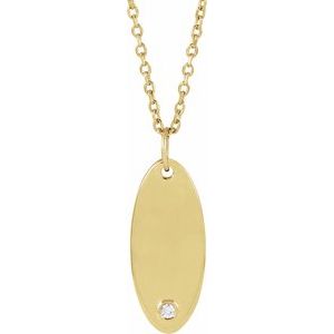 Ladies Natural Diamond Engravable Necklace (I1, G-H) — 14K Yellow Gold