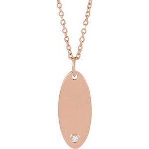 Ladies Natural Diamond Engravable Necklace (I1, G-H) — 14K Rose Gold