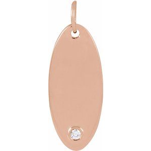 Ladies Natural Diamond Engravable Pendant (I1, G-H) — 14K Rose Gold