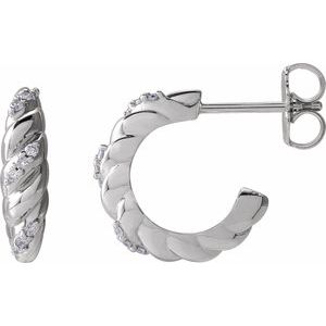 Ladies Natural Diamond 14 mm Hoop Earrings (Si2-Si3, G-H) — Platinum