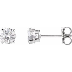 Lab-Grown Diamond Round 4-Prong Lightweight Stud Earrings - Style 652480