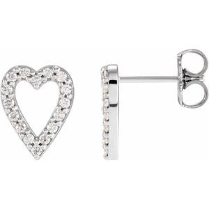 Ladies Natural Diamond Heart Earrings (I1, G-H) — Sterling Silver