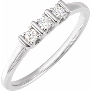 Ladies Natural Diamond Three-Stone Ring (I1-I2, GHI) — 14K White Gold